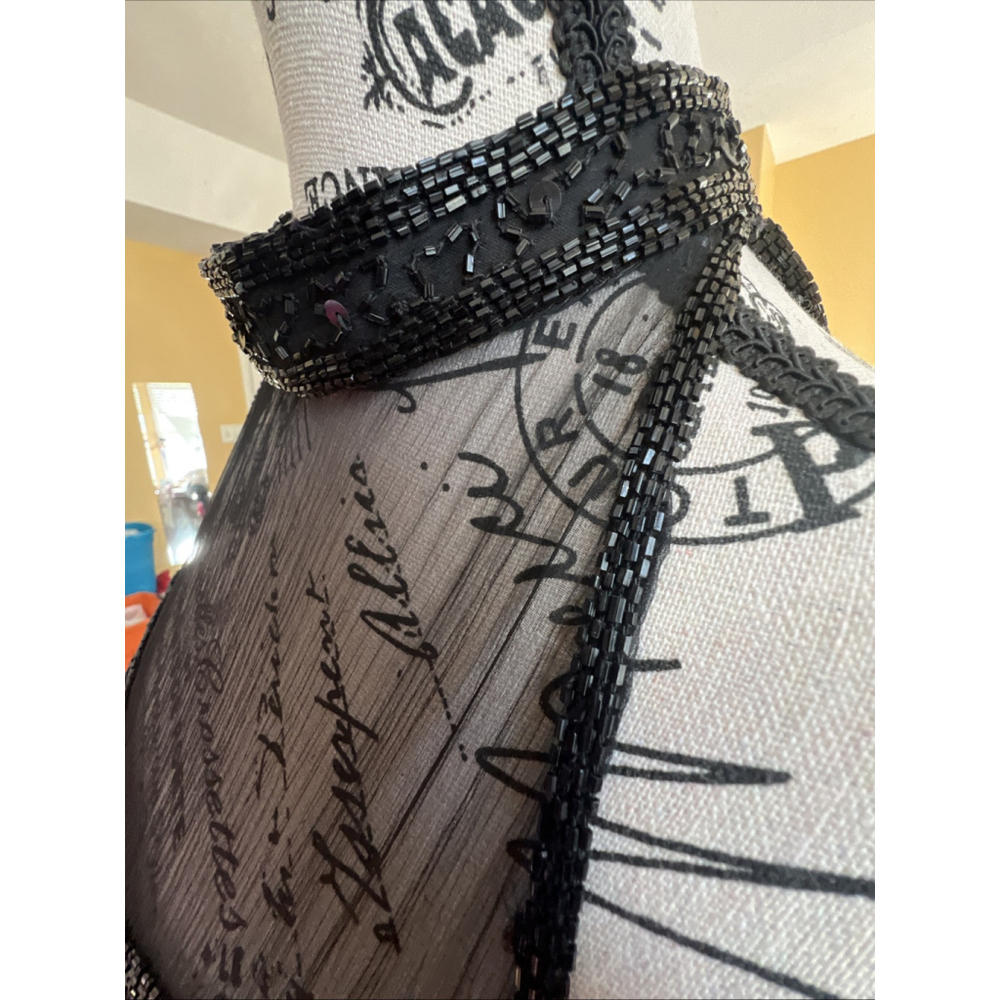 Stenay Vintage Black Beaded Sparky Silk Gown Maxi Dress sz 12 - Picture 5 of 10